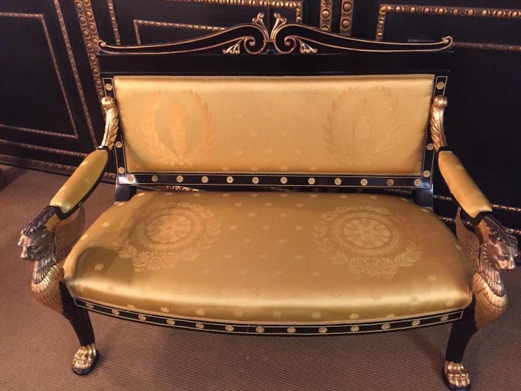 20th Century antique Empire Style Lion canapé  Sofa beech bronze For Sale 8