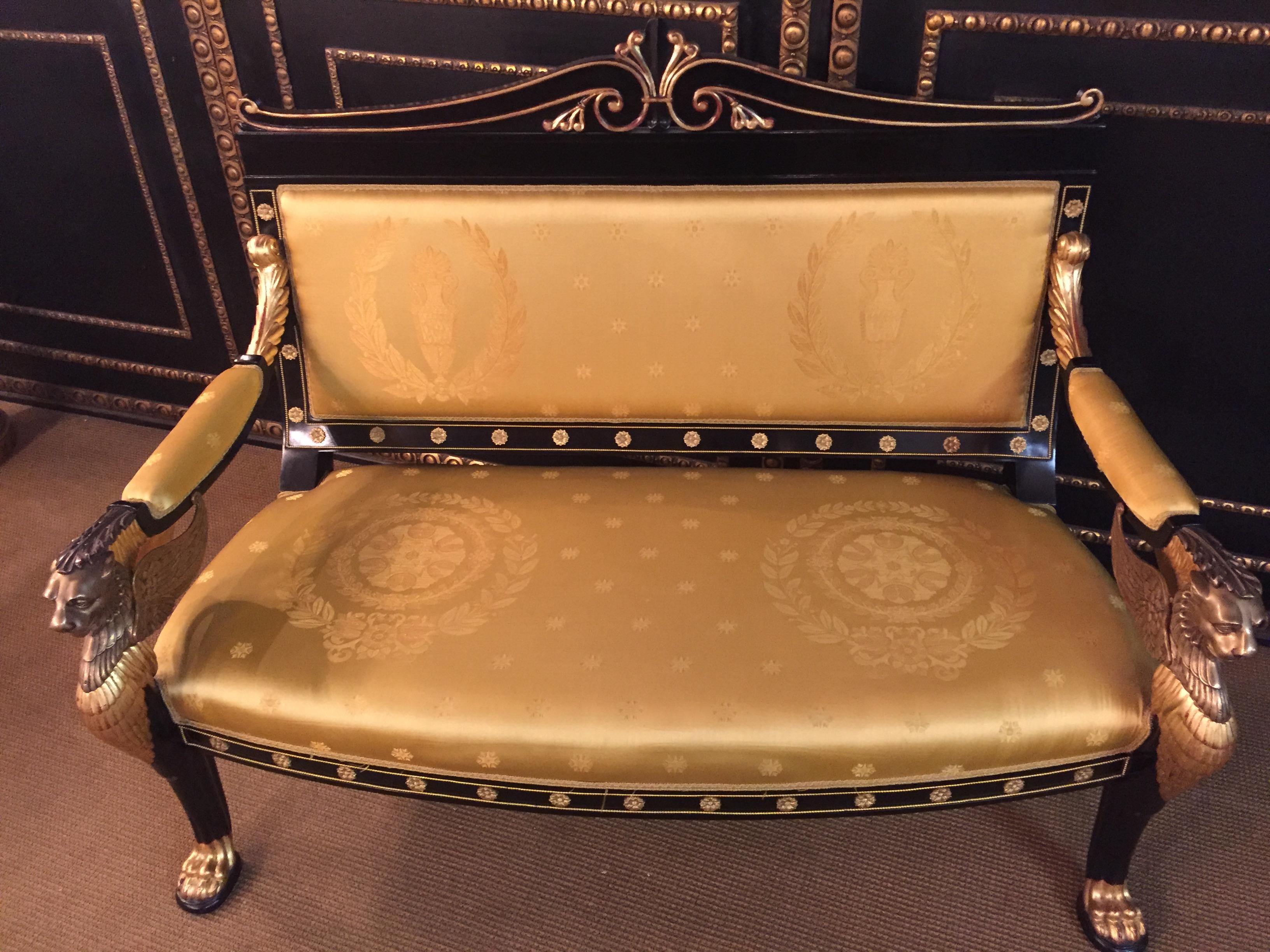 French 20th Century Empire Style Lion Kanapee Sofa