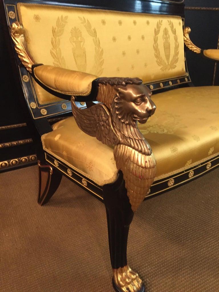 Bronzed 20th Century antique Empire Style Lion canapé  Sofa beech bronze For Sale