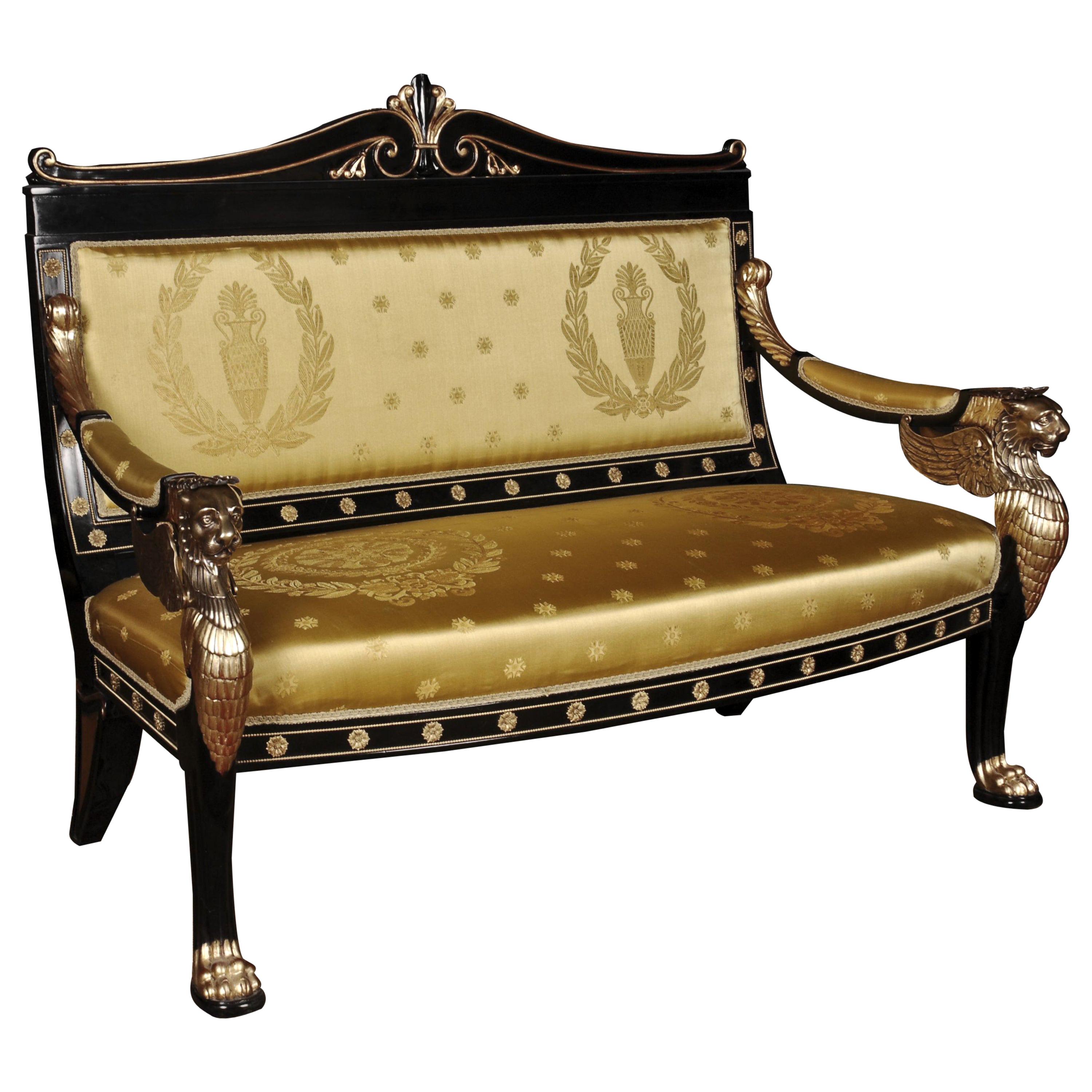 20th Century Empire Style Lion Kanapee Sofa For Sale
