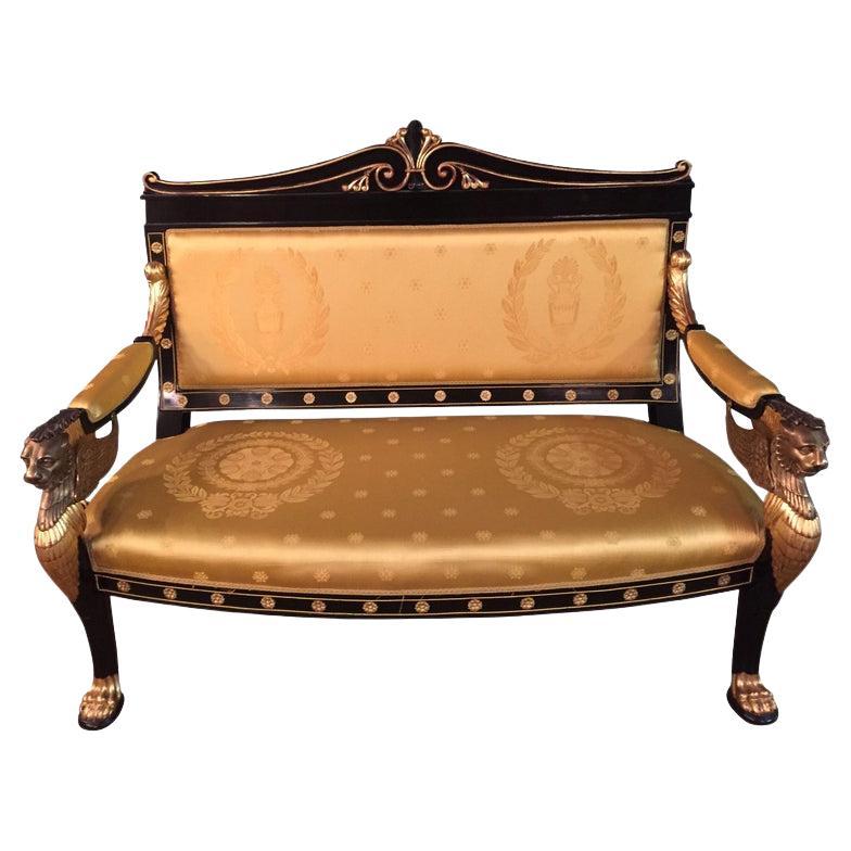 20th Century antique Empire Style Lion canapé  Sofa beech bronze For Sale