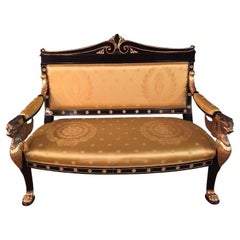 20th Century Vintage Empire Style Lion canapé  Sofa beech bronze