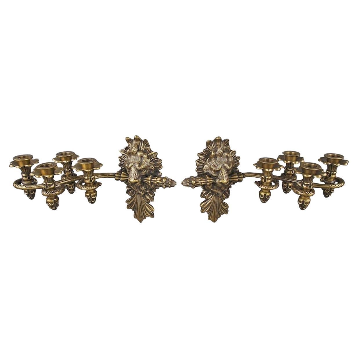 20th Century Empire Style Lion Wall Light