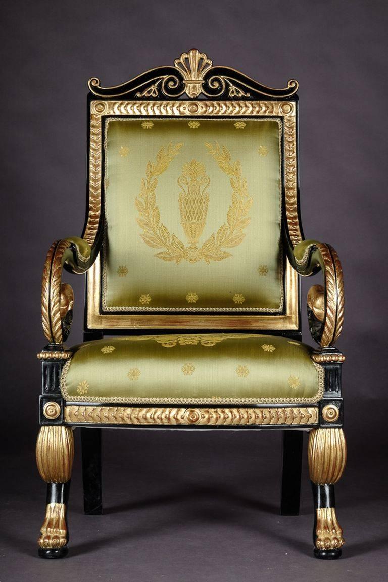 French 20th Century Empire Style Napoleonic Swan Armchair For Sale