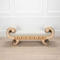 Sgabello dipinto e dorato in stile Impero del XX secolo