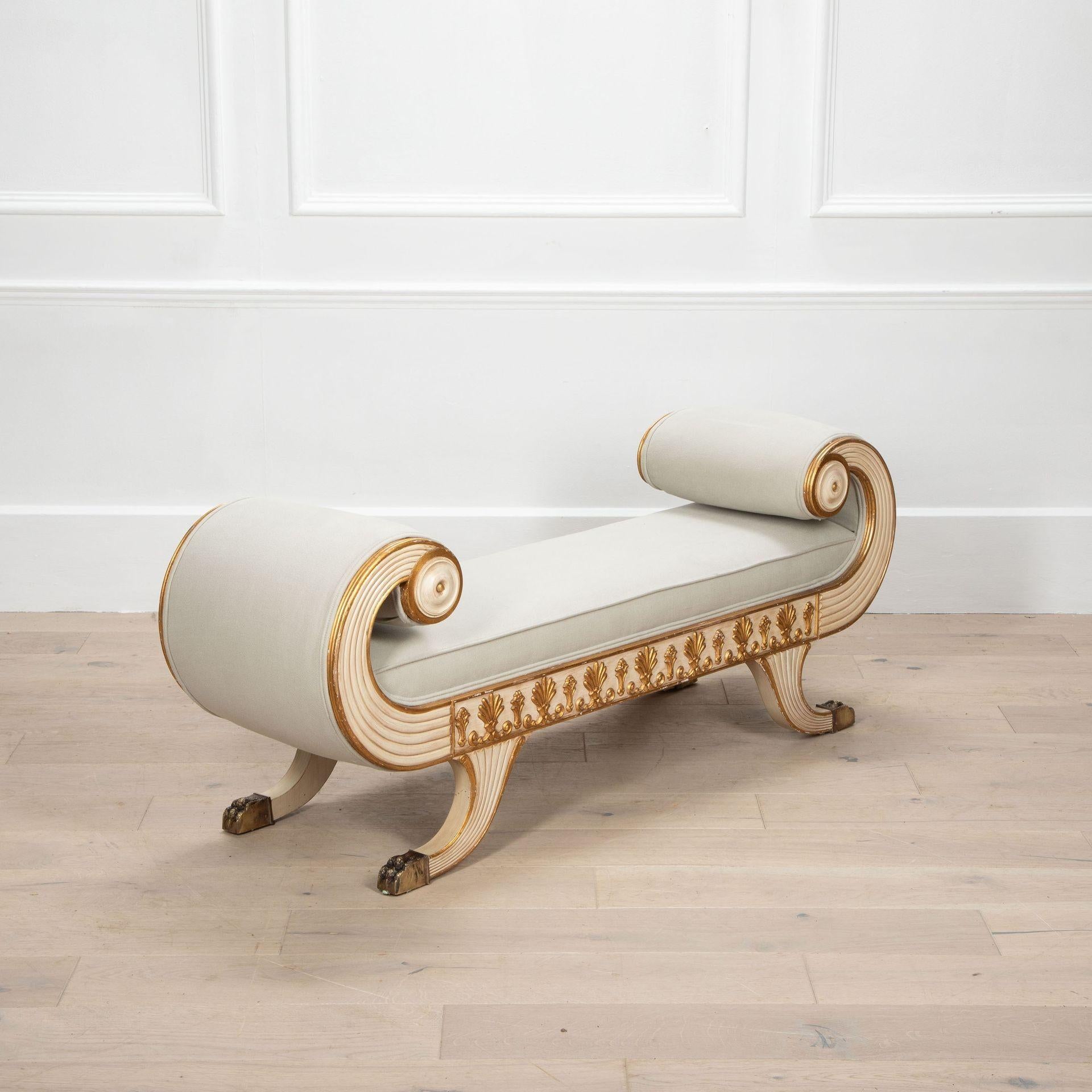 20th Century Empire Style Painted and Gilded Stool In Good Condition For Sale In Gloucestershire, GB