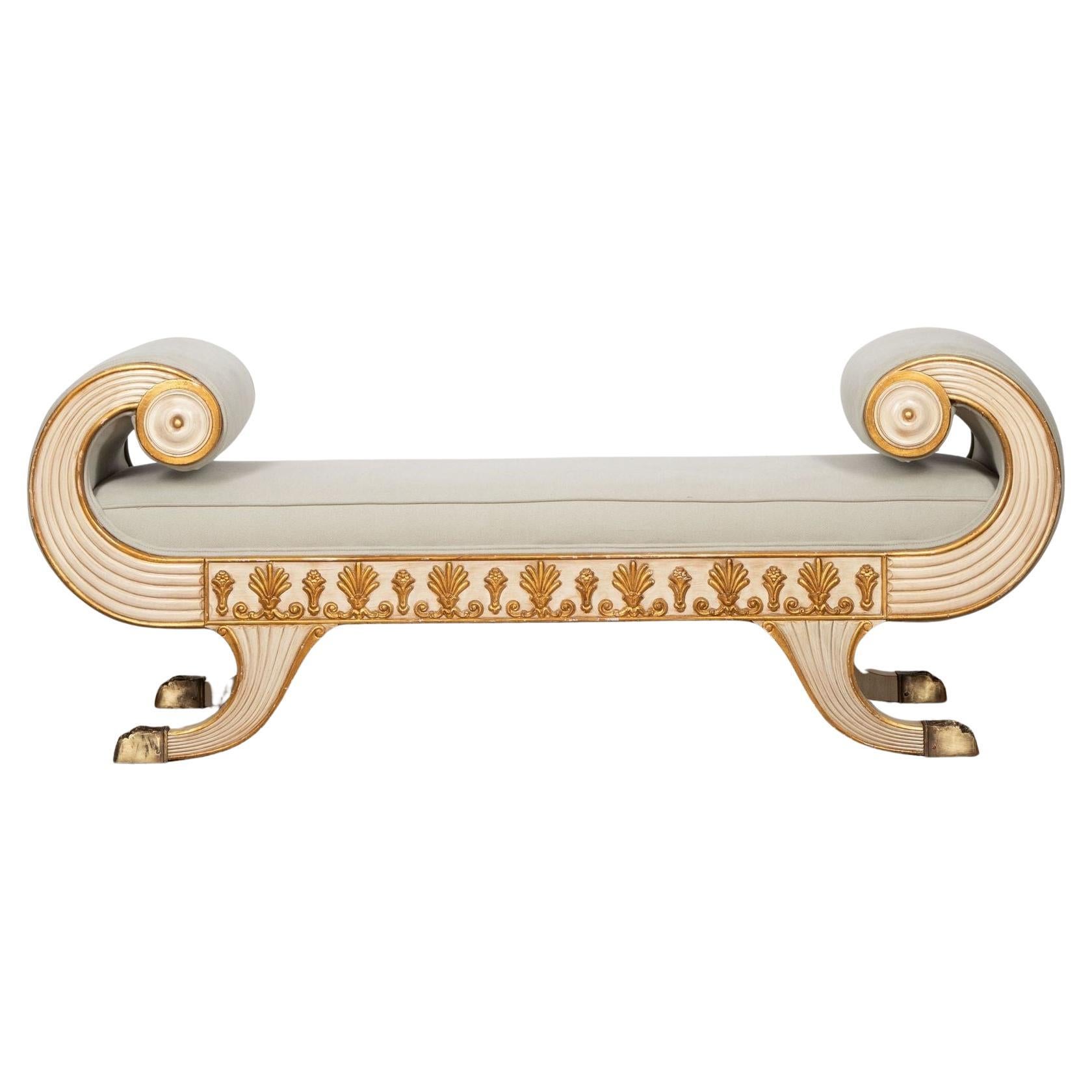 20th Century Empire Style Painted and Gilded Stool For Sale