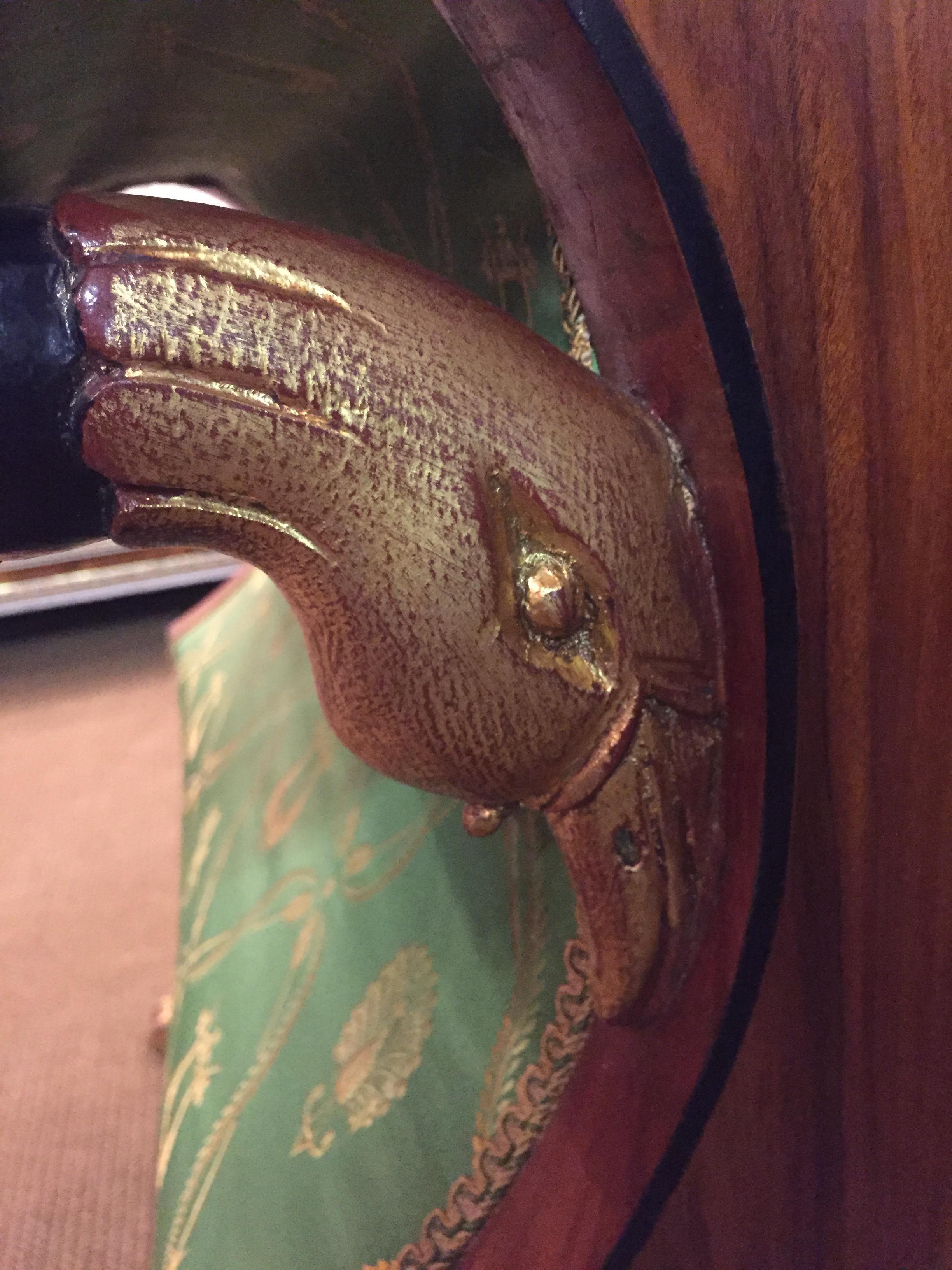 20th Century antique Empire Style Palisander Swan Sofa Mahogany veneer For Sale 8