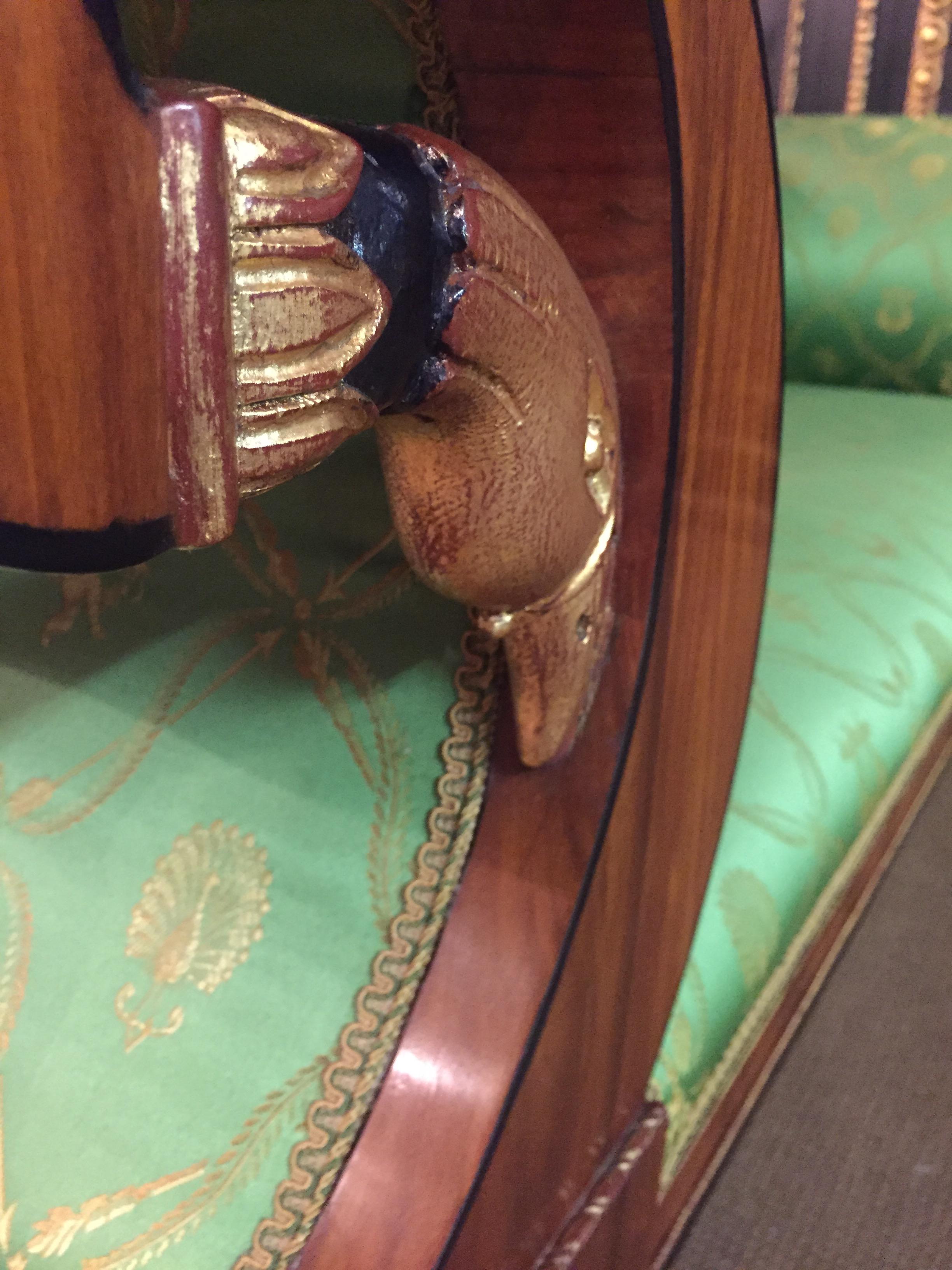 20th Century antique Empire Style Palisander Swan Sofa Mahogany veneer For Sale 9
