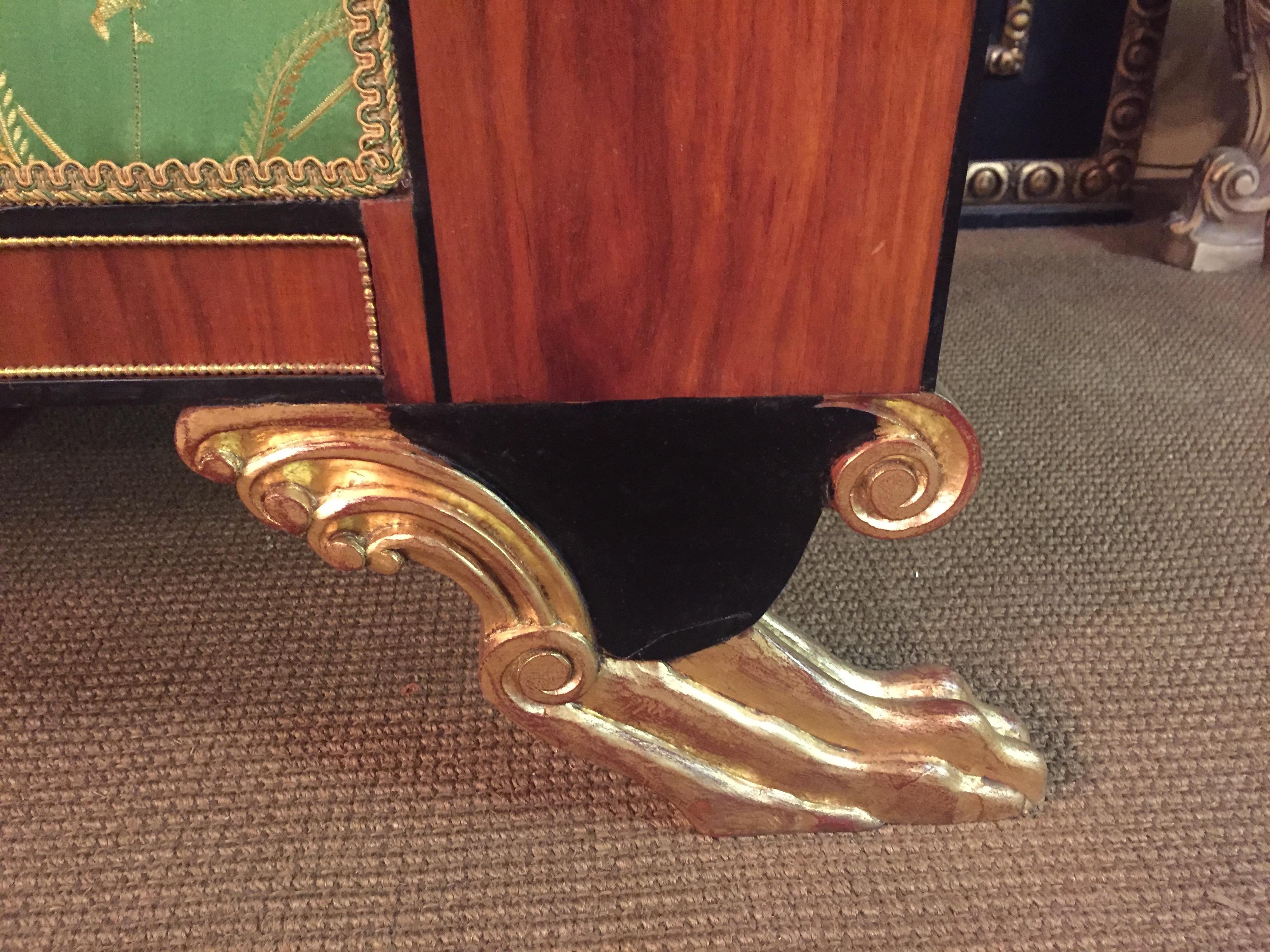 20th Century antique Empire Style Palisander Swan Sofa Mahogany veneer For Sale 12