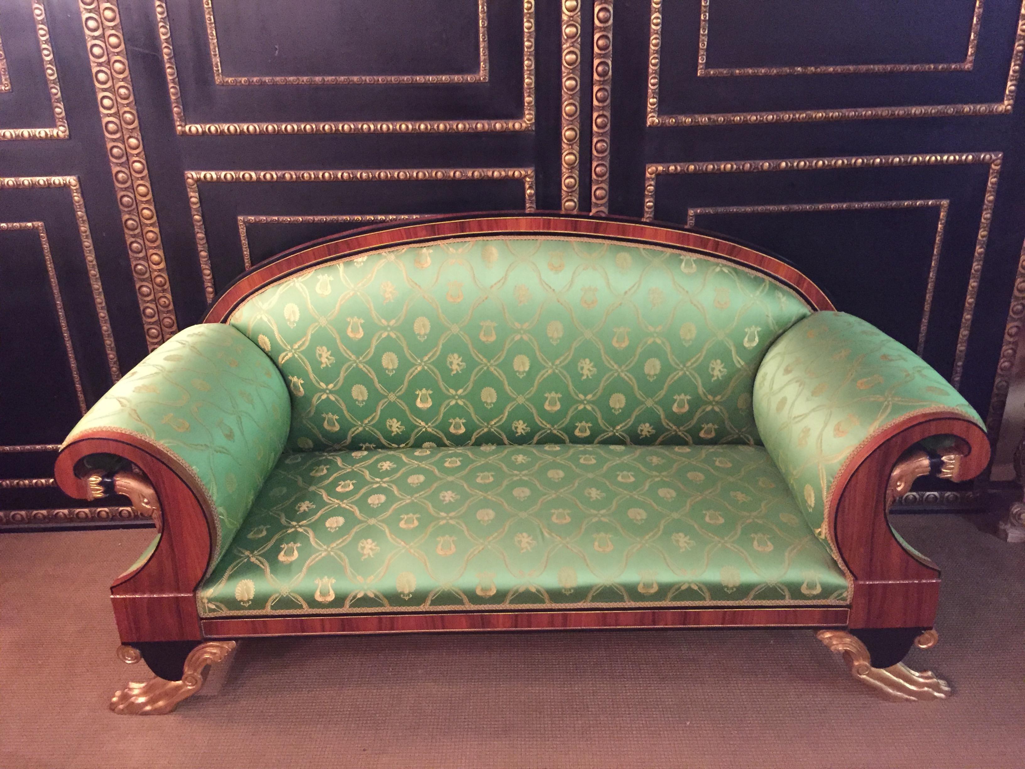 Biedermeier 20e siècle Antique Swan Sofa de style Empire Placage d'acajou en vente