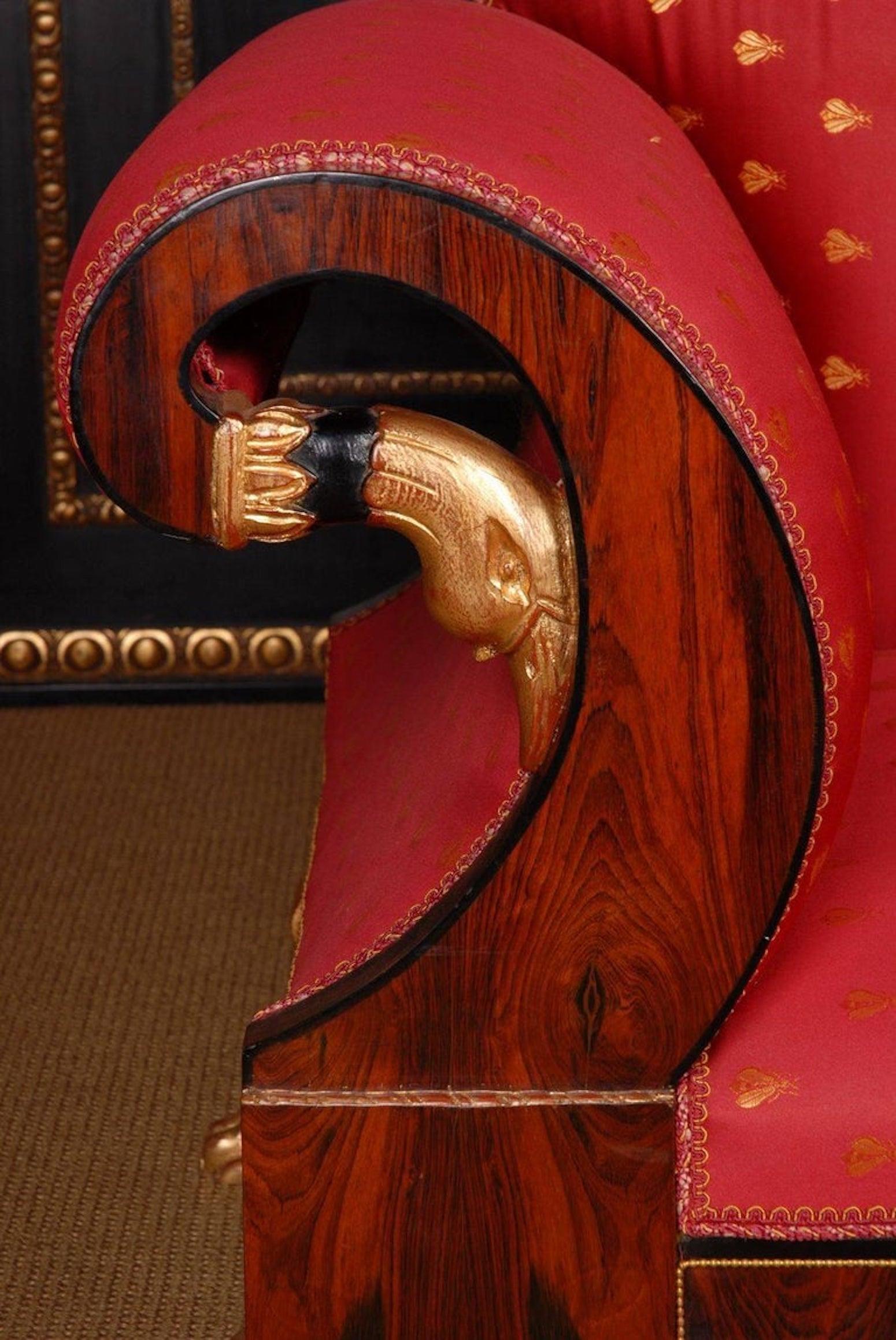 20ième siècle Canapé Swan en palissandre du XXe siècle de style Empire en vente