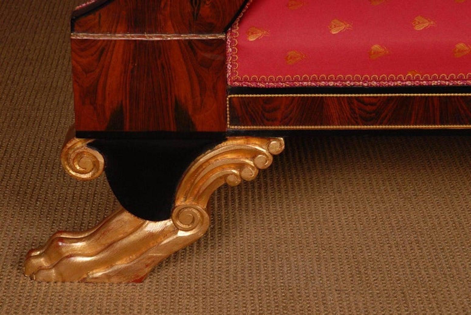 Bois Canapé Swan en palissandre du XXe siècle de style Empire en vente