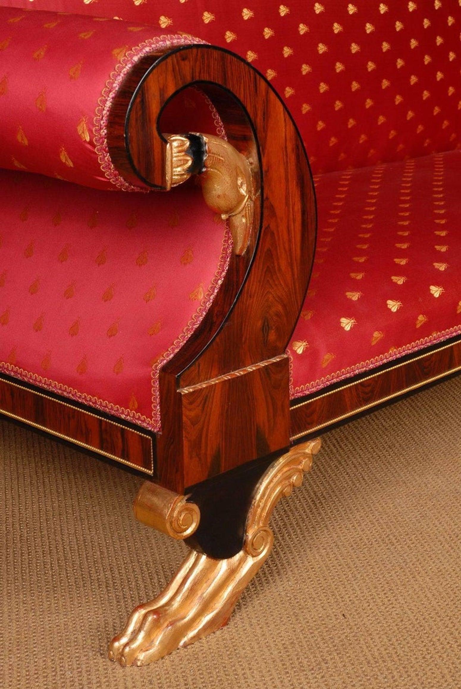 Canapé Swan en palissandre du XXe siècle de style Empire en vente 1