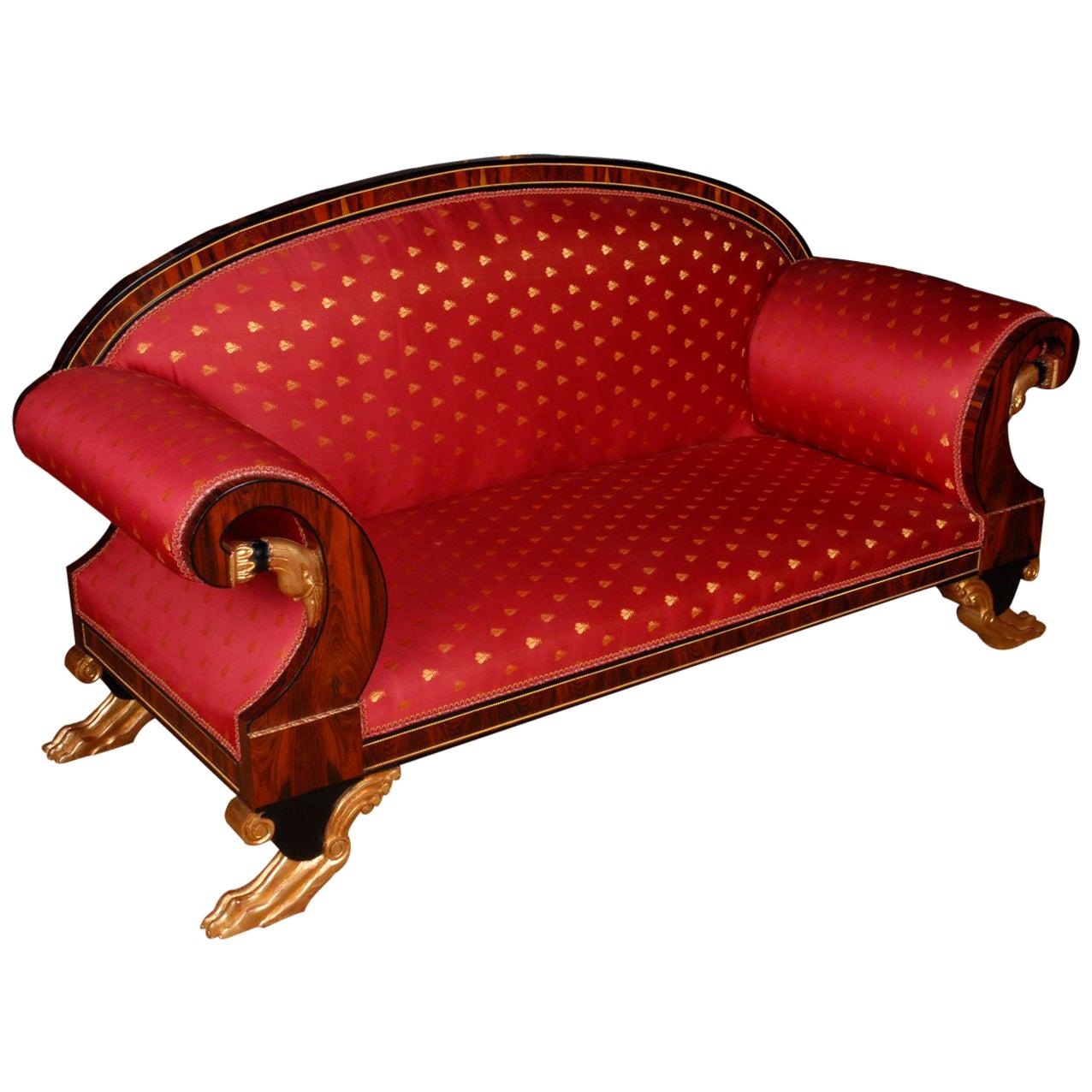 20. Jahrhundert Empire Stil Palisander Swan Sofa