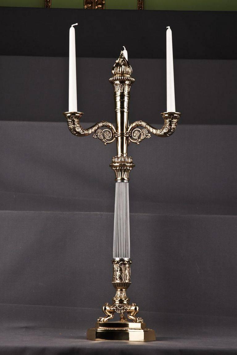20th Century Empire Style Three Claw-Feet French Candelabra For Sale 5