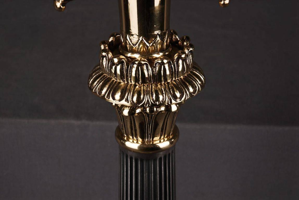 Engraved 20th Century Empire Style Three Claw-Feet French Candelabra For Sale