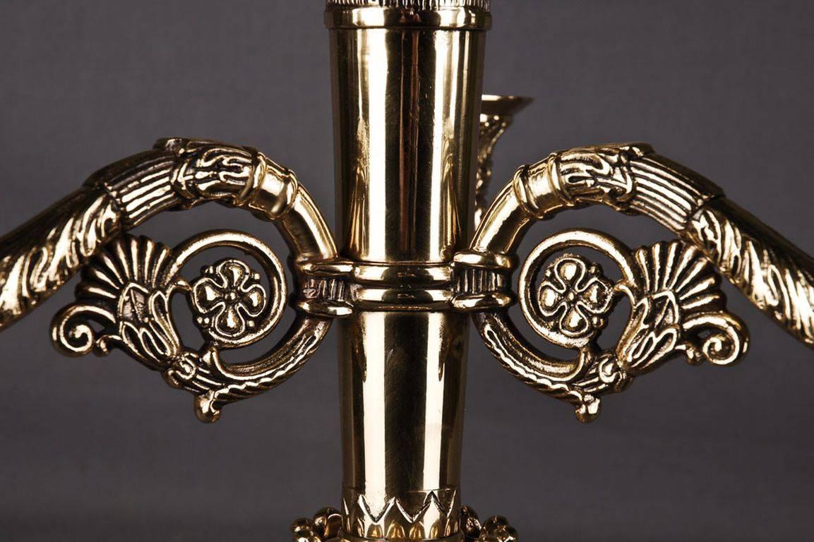 20th Century Empire Style Three Claw-Feet French Candelabra For Sale 1
