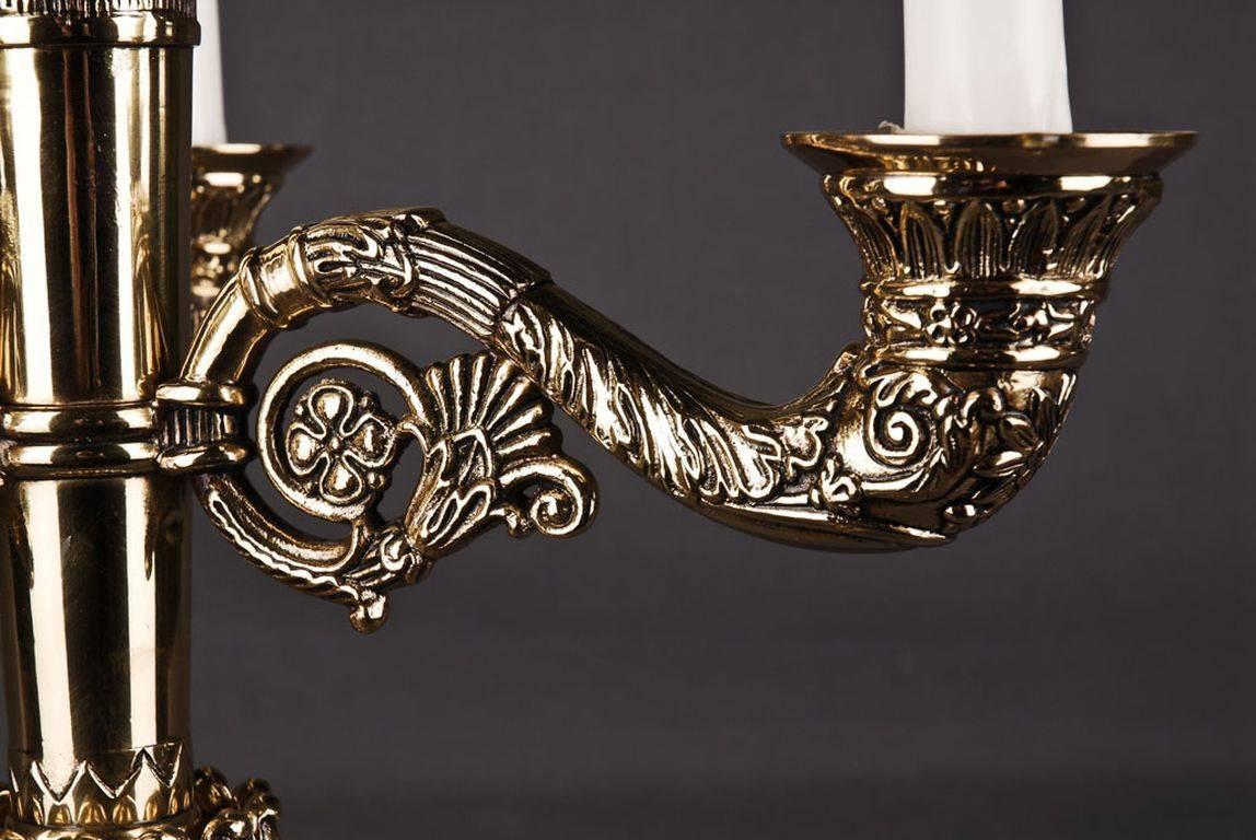 20th Century Empire Style Three Claw-Feet French Candelabra For Sale 2