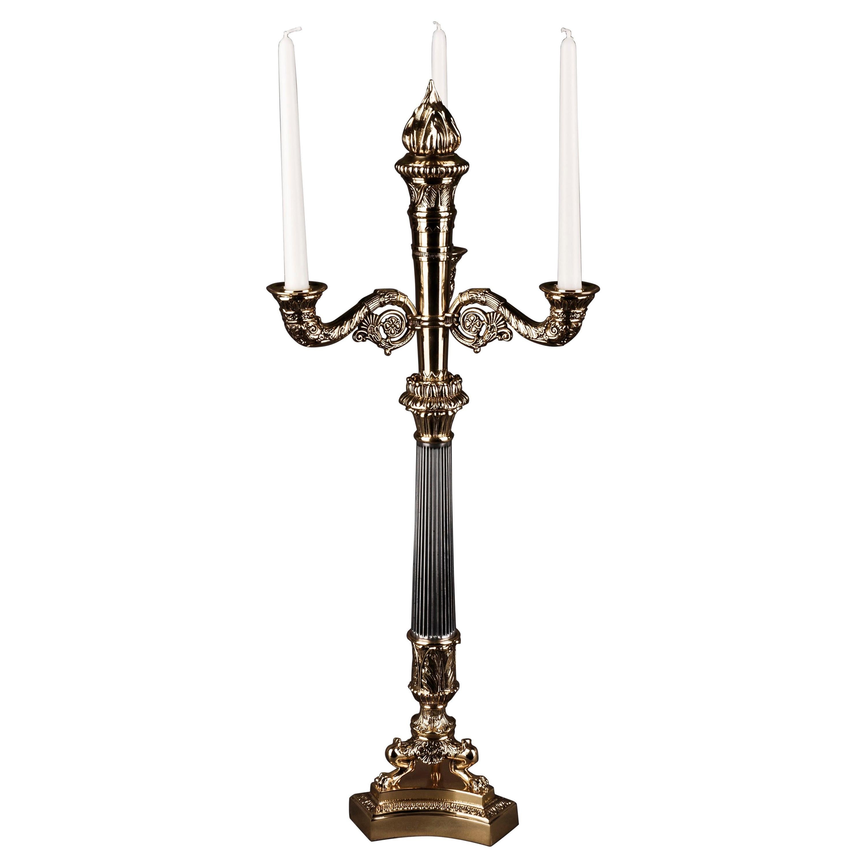 20th Century Empire Style Three Claw-Feet French Candelabra For Sale