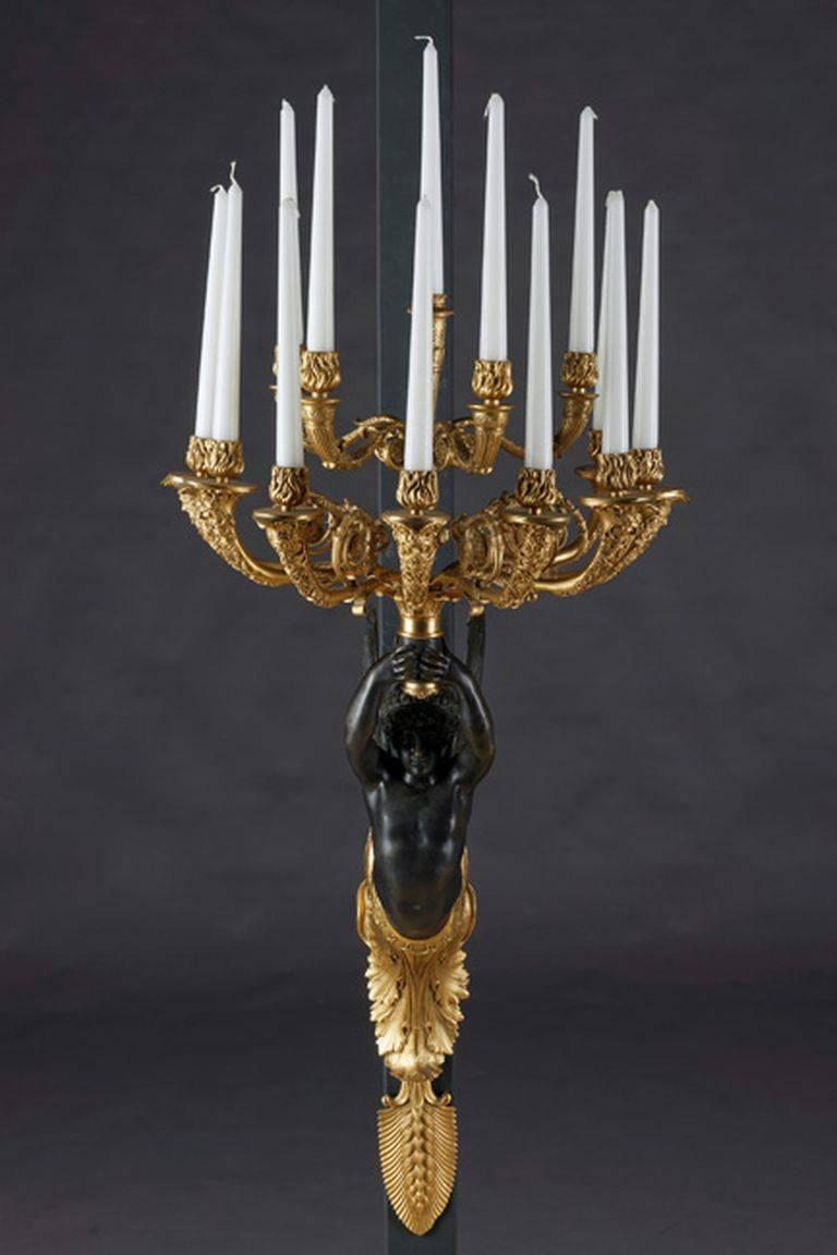 Gilt 20th Century Empire Style Wall Girdle/Wall Light after Antoine-André Ravrio For Sale