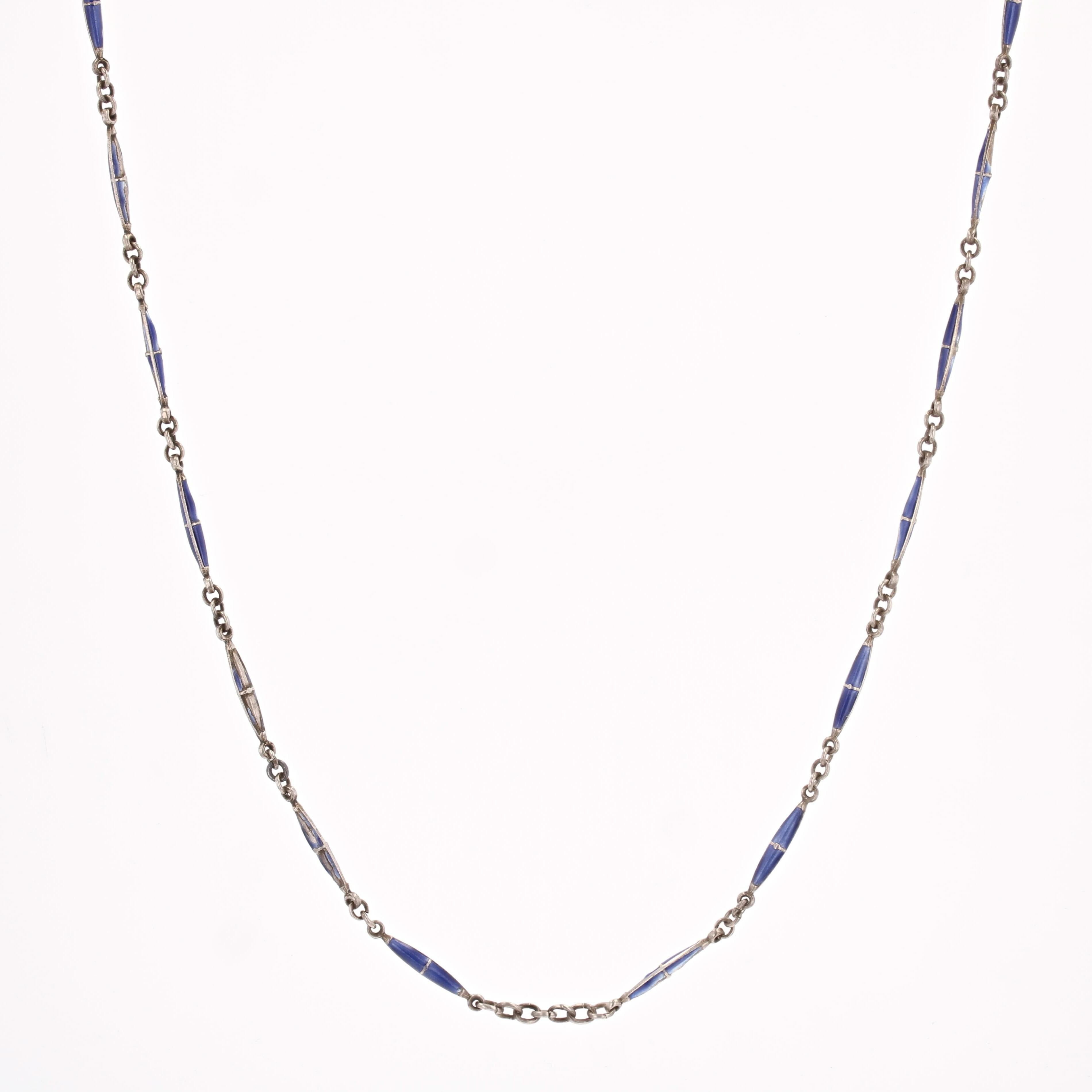 20th Century Enamel Silver Boule de Geneve Watch Pendant Necklace For Sale 5