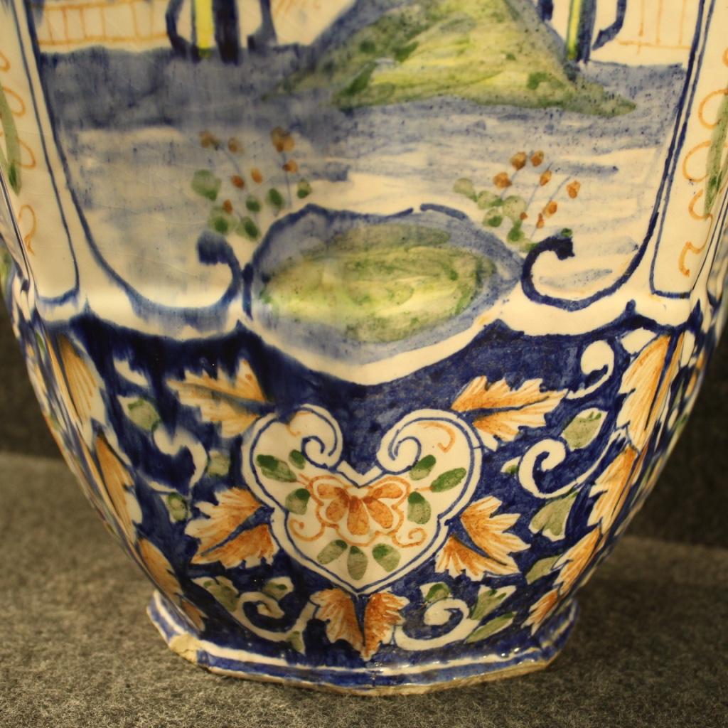 20th Century Enameled and Hand Painted Ceramic Italian Vase, 1950 For Sale 3
