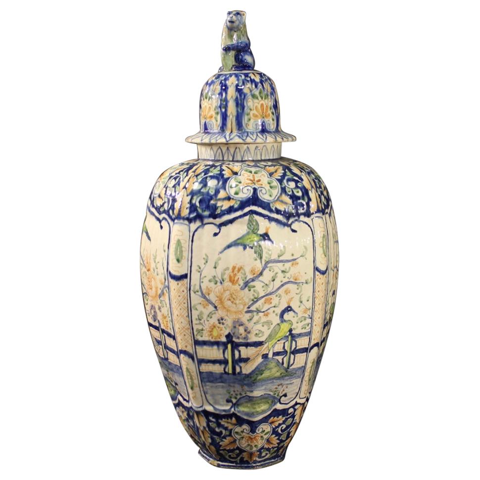 20th Century Enameled and Hand Painted Ceramic Italian Vase, 1950