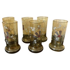 20th Century Enameled and Tinted Set of 6 Glasses, 1920s