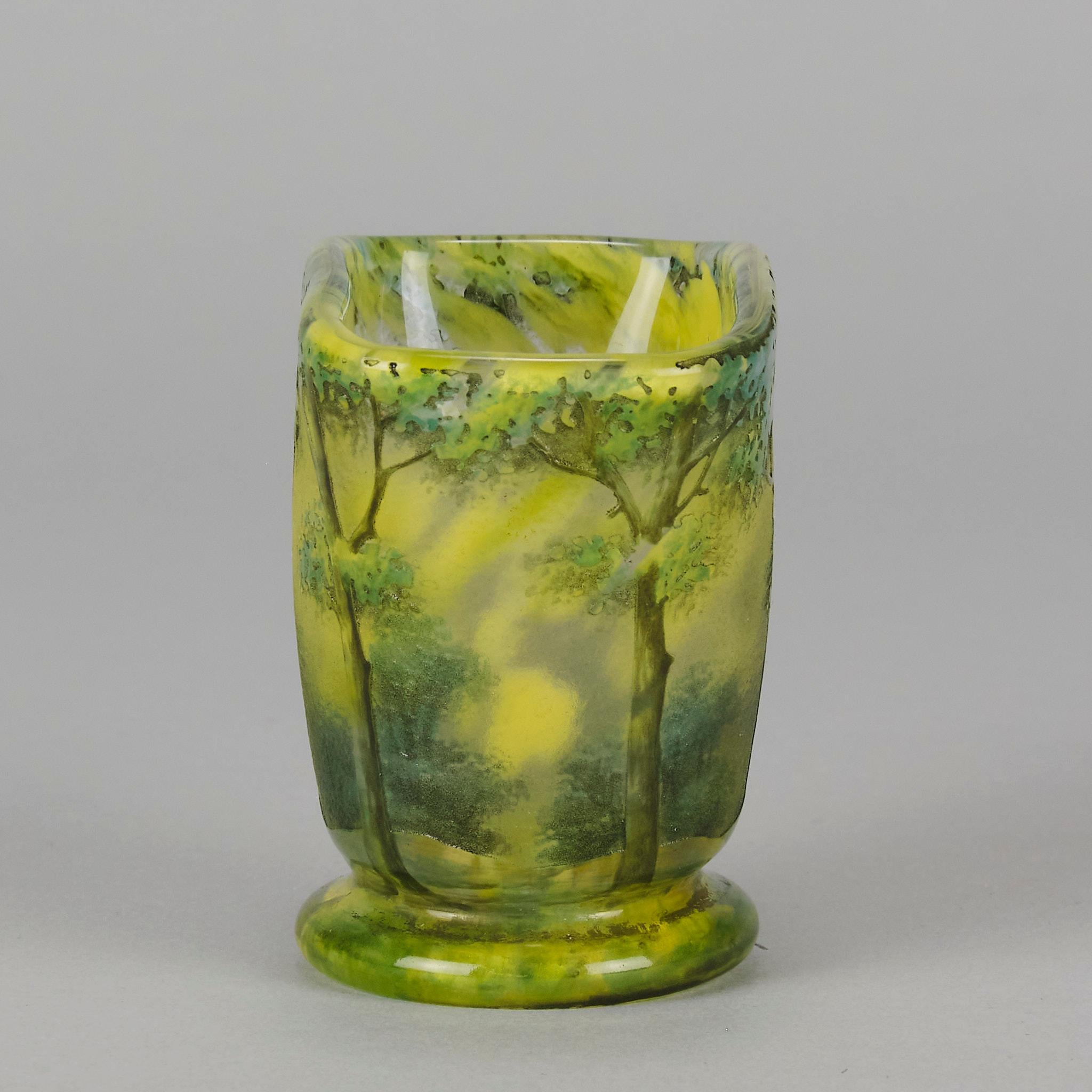 French 20th Century Enamelled Glass Entitled 