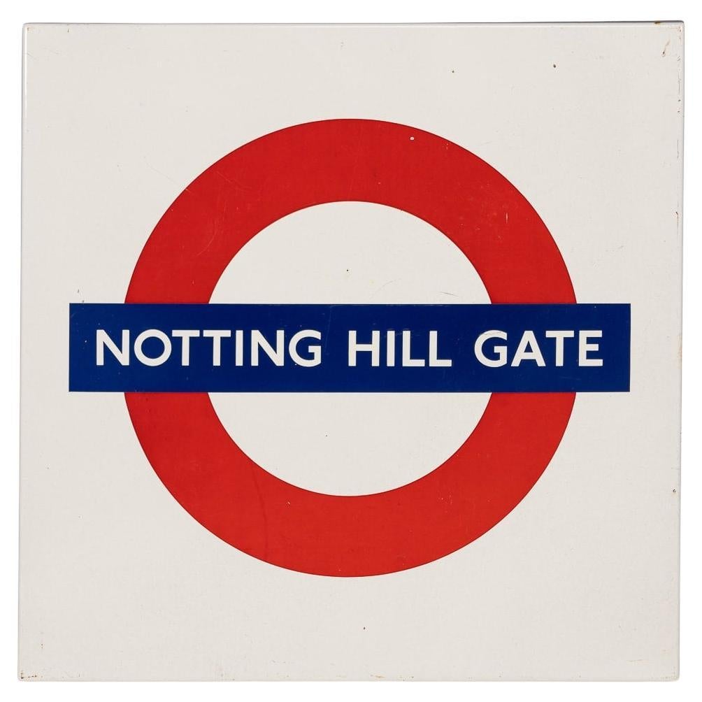 20th Century Enamelled London Underground Notting Hill Gate Station Sign c.1970