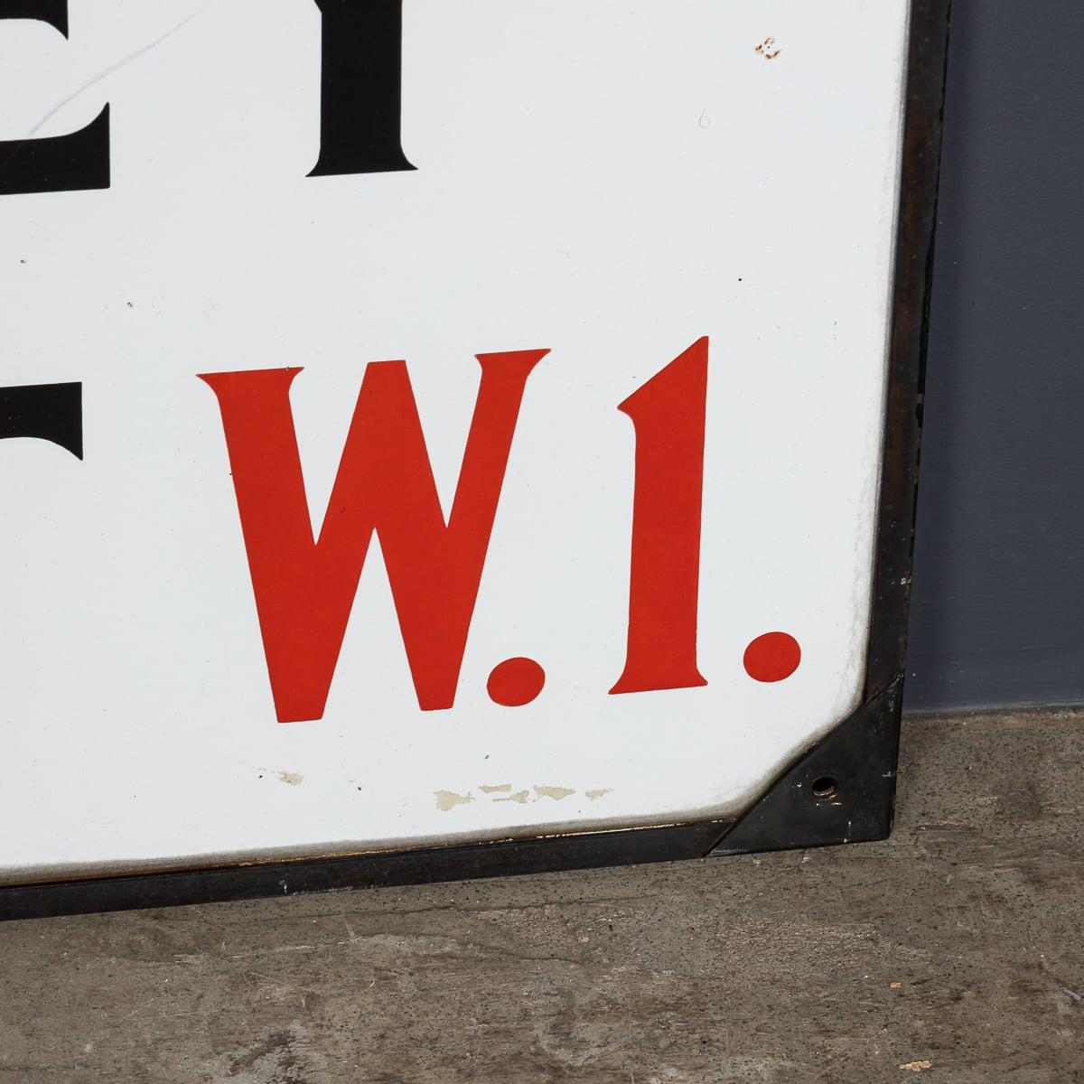 20th Century Enamelled Metal London Street Sign For Harley Street c.1930 For Sale 2
