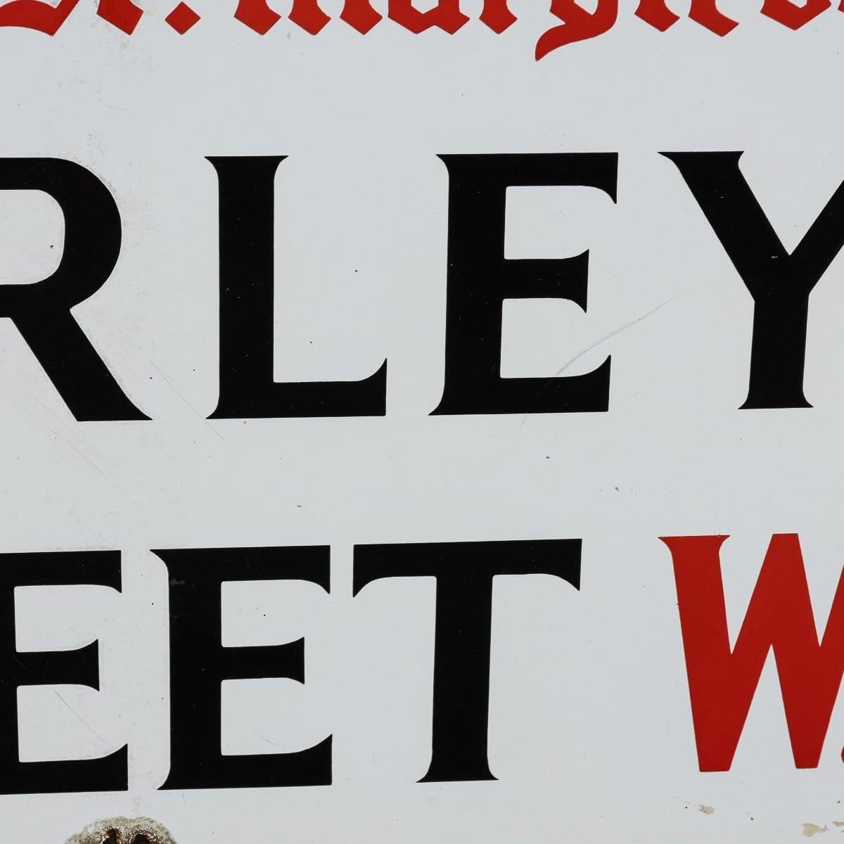 20th Century Enamelled Metal London Street Sign For Harley Street c.1930 For Sale 3