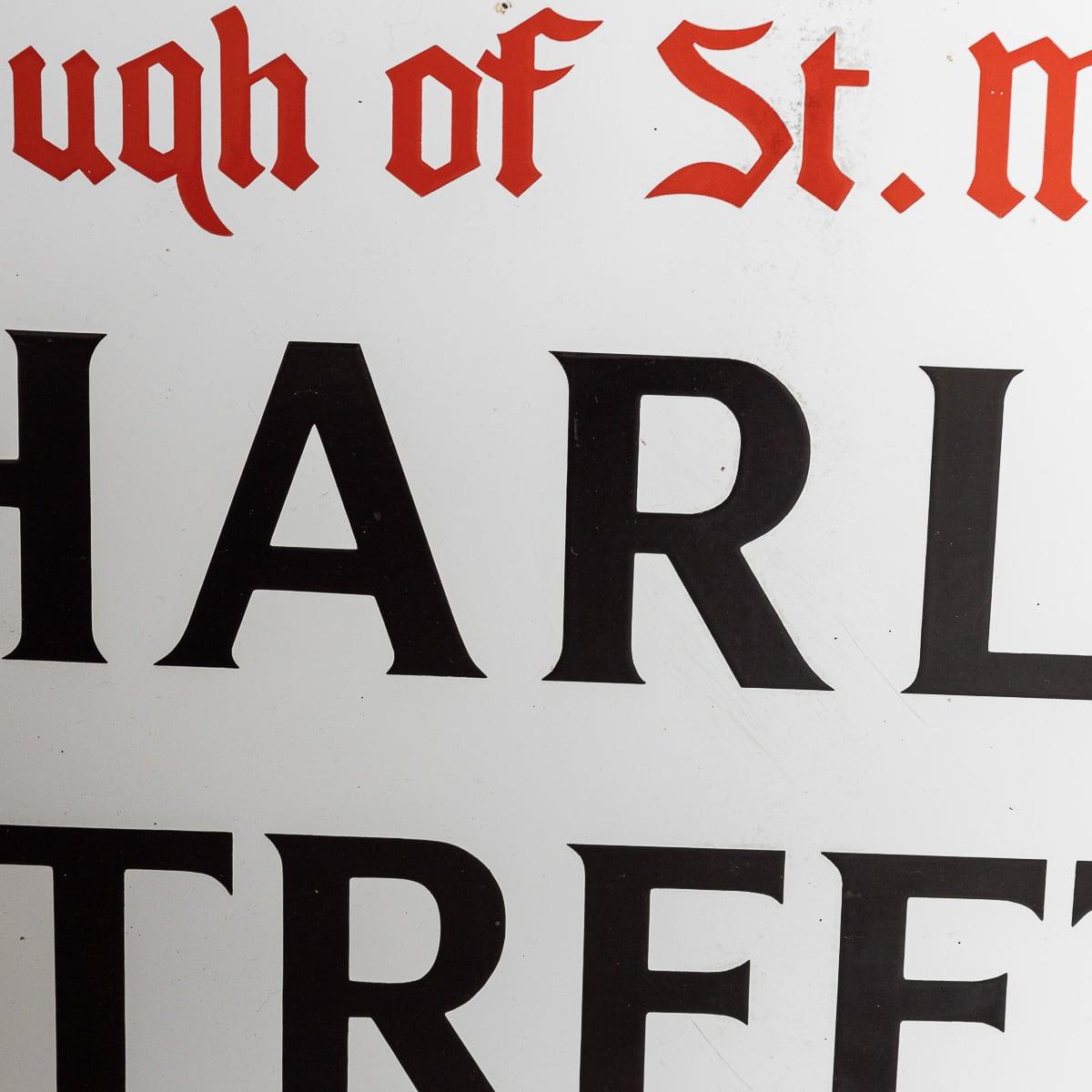 20th Century Enamelled Metal London Street Sign For Harley Street c.1930 For Sale 4