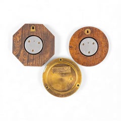 20th Century English And American Brass And Oak Navy Ship Barometers Set 3