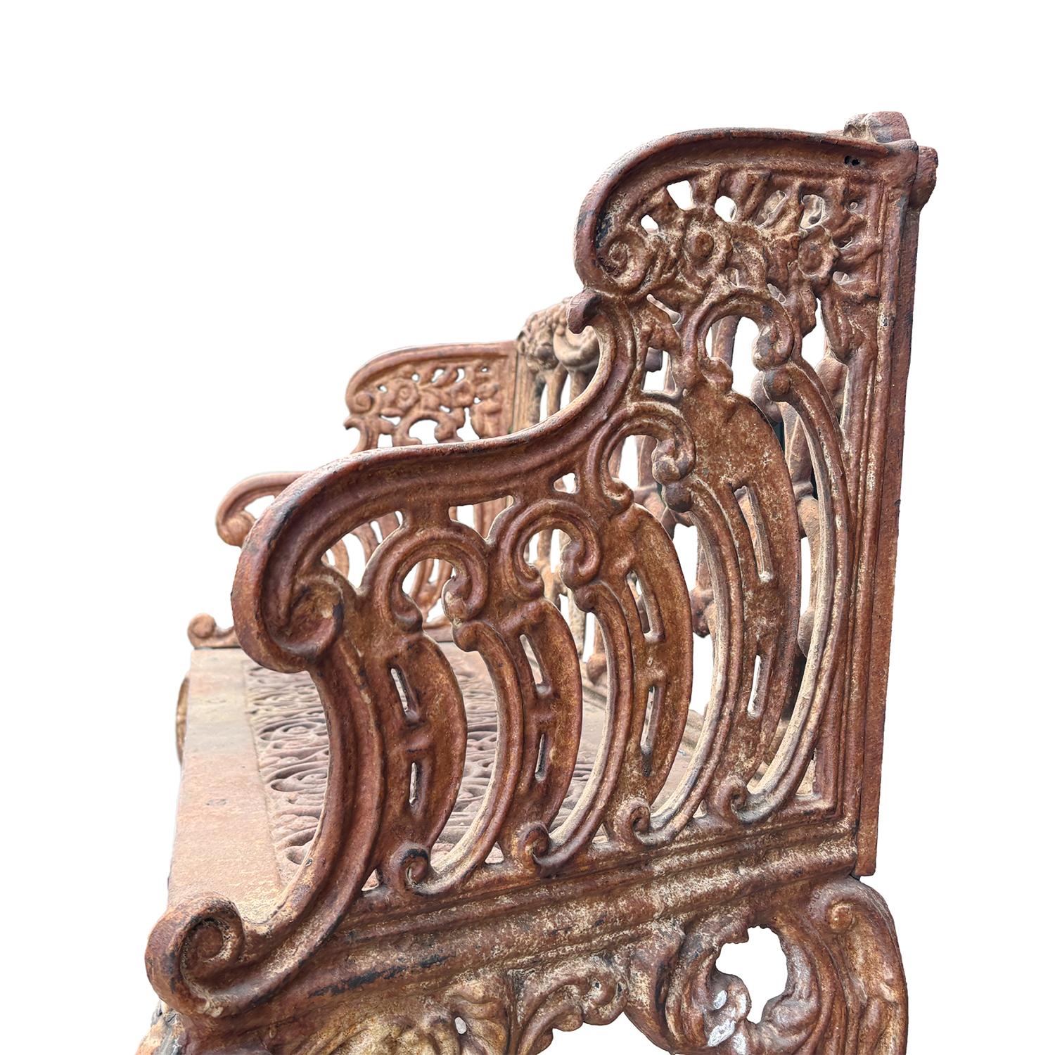20th Century English Antique Cast Iron Garden Bench Attributed to Carron Foundry For Sale 3