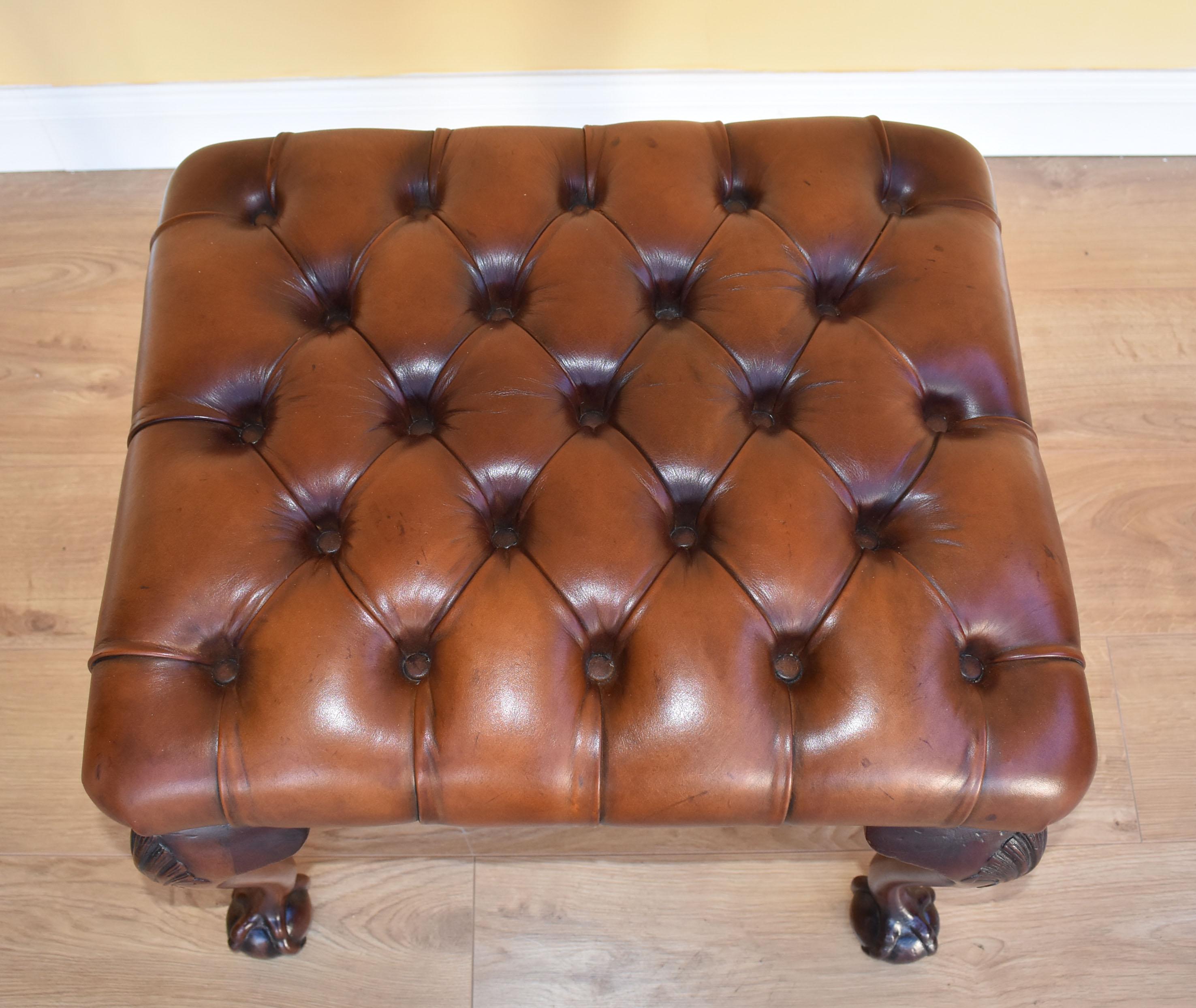 Dyed 20th Century English Antique Chippendale Style Foot Stool
