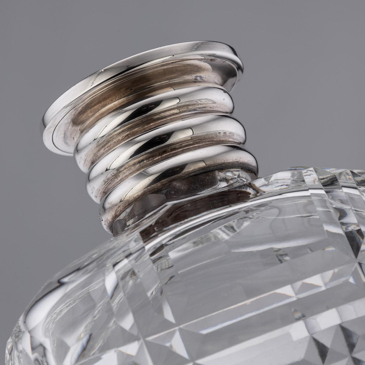 Englischer Art-déco-Dekanter aus massivem Silber und geschliffenem Glas des 20. Jahrhunderts, um 1913 im Angebot 6