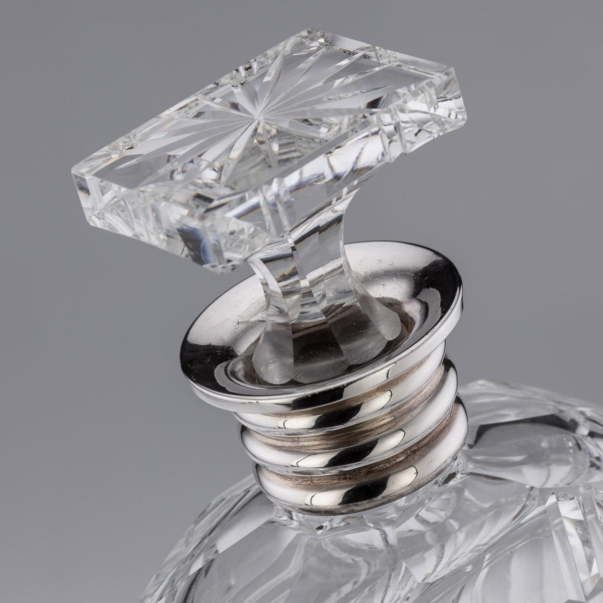 Englischer Art-déco-Dekanter aus massivem Silber und geschliffenem Glas des 20. Jahrhunderts, um 1913 im Angebot 8
