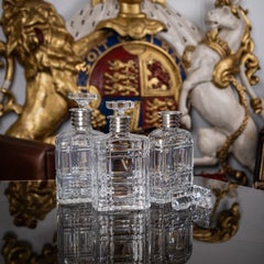 20th Century English Art Deco Solid Silver & Cut Glass Decanter, c.1913