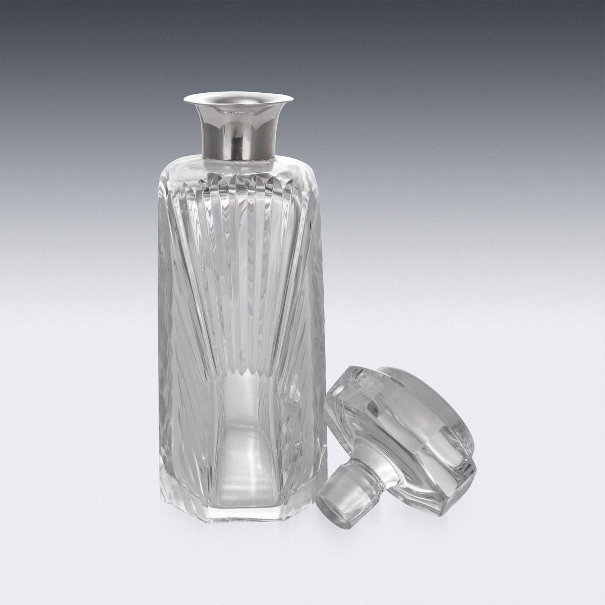 20th Century English Art Deco Solid Silver & Cut Glass Decanter, c.1935 For Sale 2