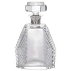 20th Century English Art Deco Solid Silver & Cut Glass Decanter, c.1935
