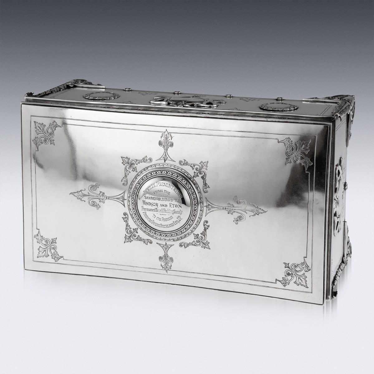 20th Century English Art Nouveau Solid Silver Presentation Cigar Box, circa 1916 For Sale 4