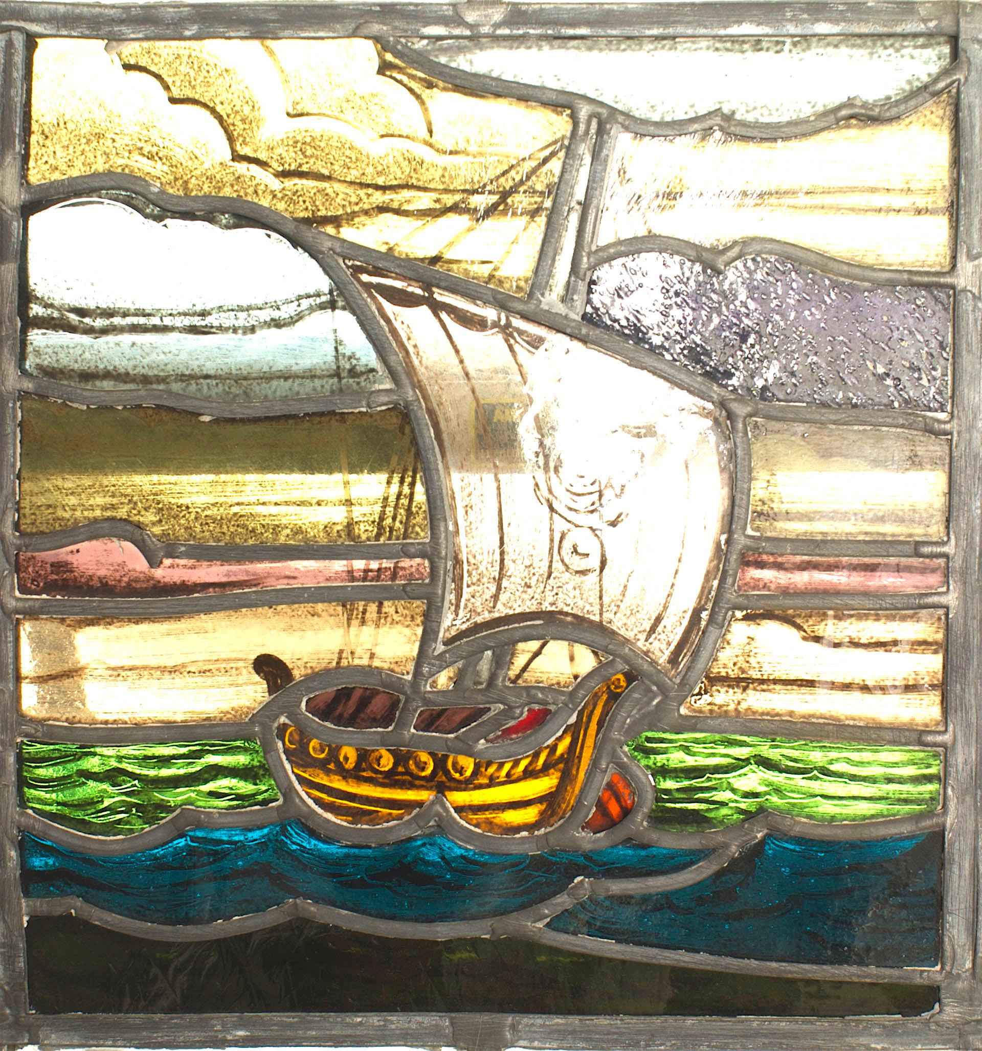 nautical stained glass window panels