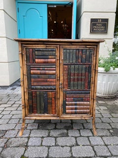 20th Century English Bamboo Cabinet with Faux Book Spines on Doors