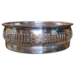 20th Century English Barker Ellis Silver Plate & Wood Wine Coaster, Marked
