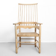 Chaise à langouste blanchie du 20e siècle / Folk Art / Chaise à dossier en bâton