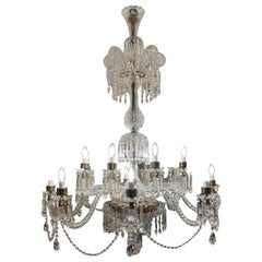 20th Century English Bronze and Hand-Cut Crystal 16-Light Chandelier