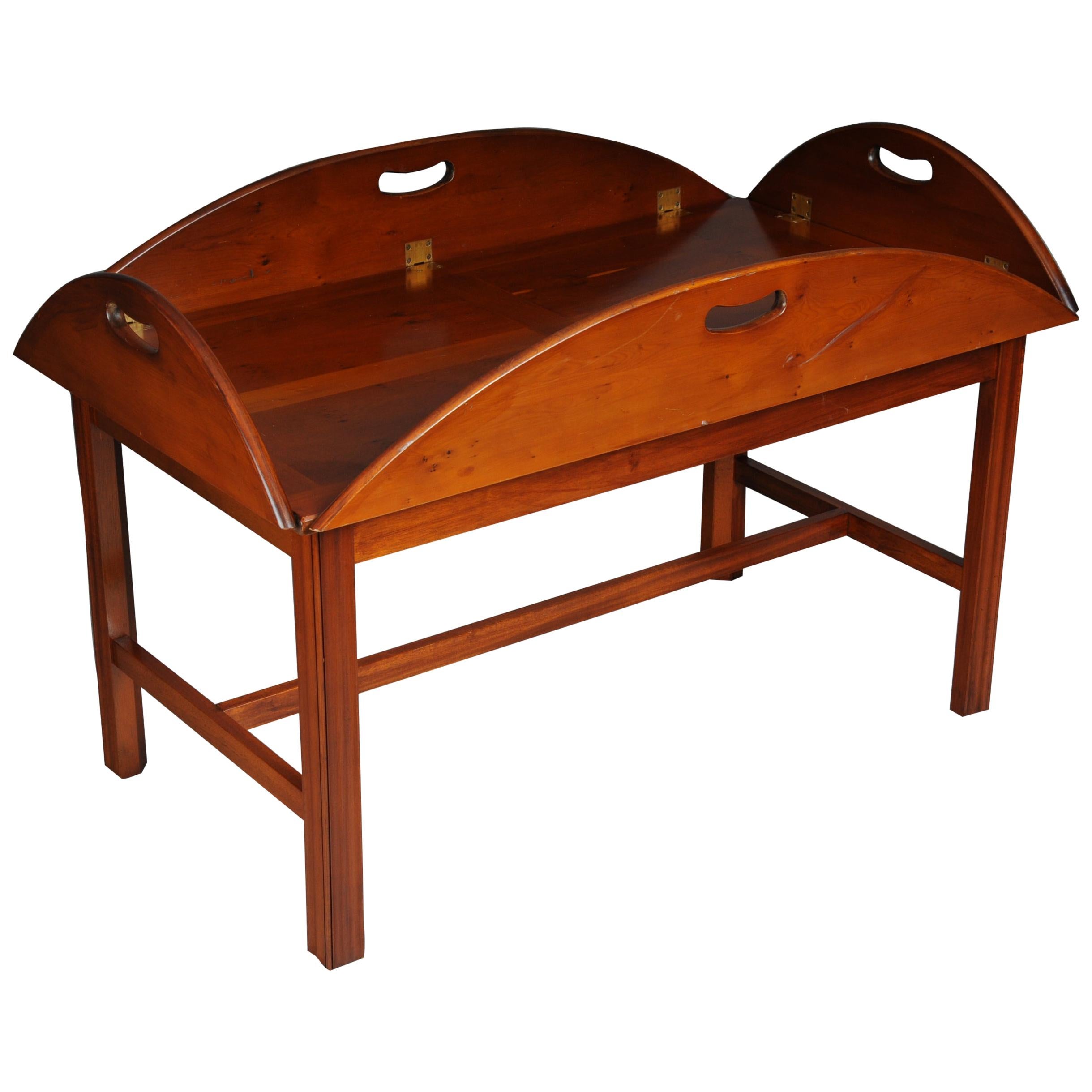 20th Century English Captain's Coffee Table / Table, Yew Tree