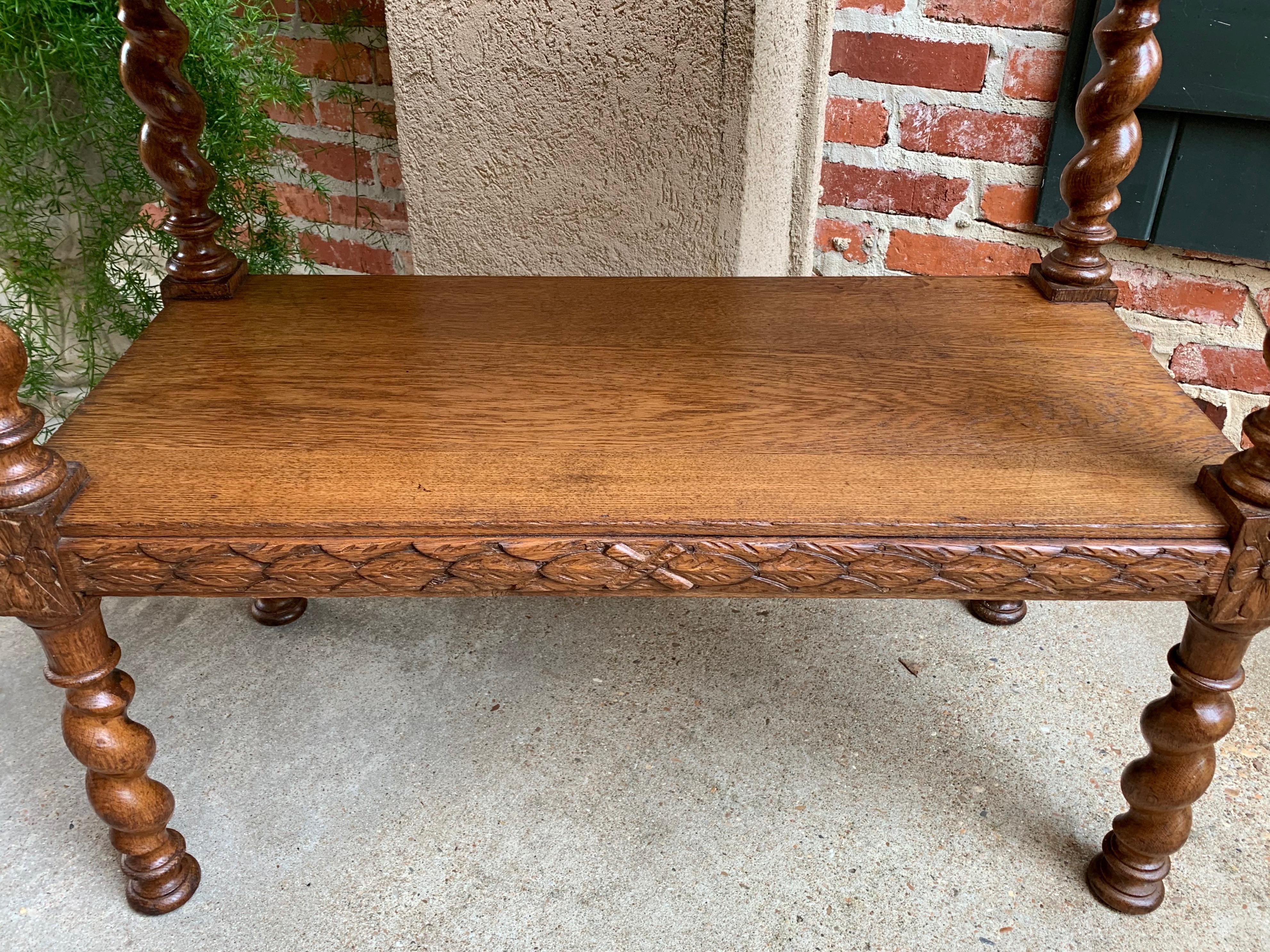 20th Century English Carved Oak Barley Twist Server Sideboard Bookcase Table 5